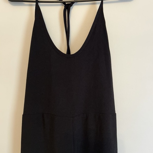 Free People Black Jumpsuit Wide Leg Sz Small Tie Back Spaghetti Strap Babydoll - Picture 2 of 10